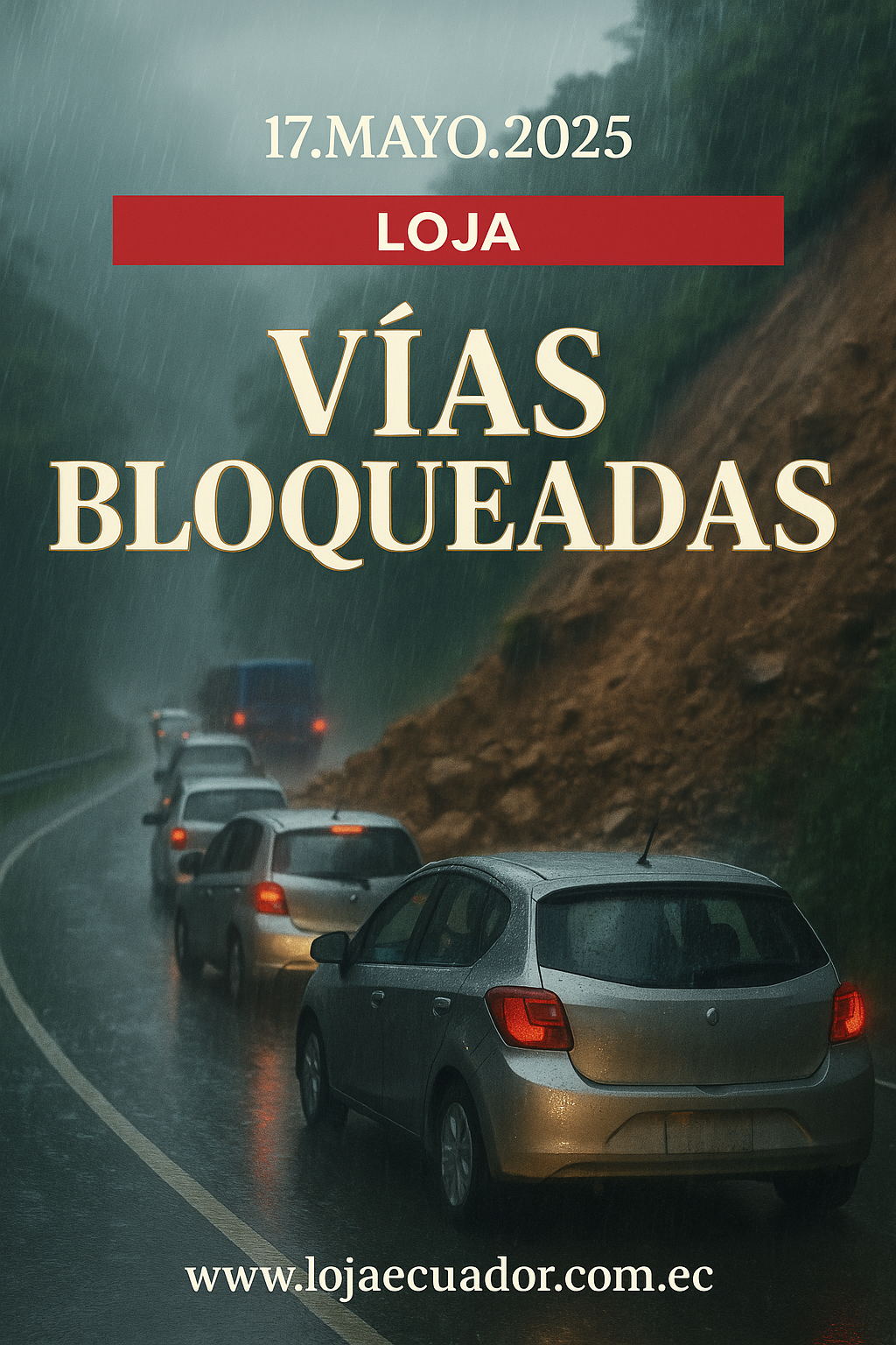 Imagen de deslizamiento en vía de Loja - 17 Mayo 2025