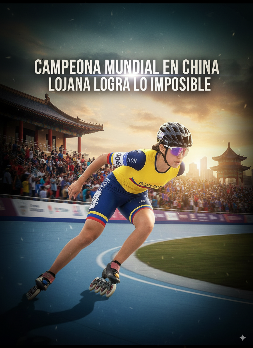 Montaje inspirador de la campeona mundial de patinaje Fernanda Moncada de Loja, Ecuador.