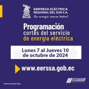 Cortes de energía programados en Loja del 7 al 10 de octubre